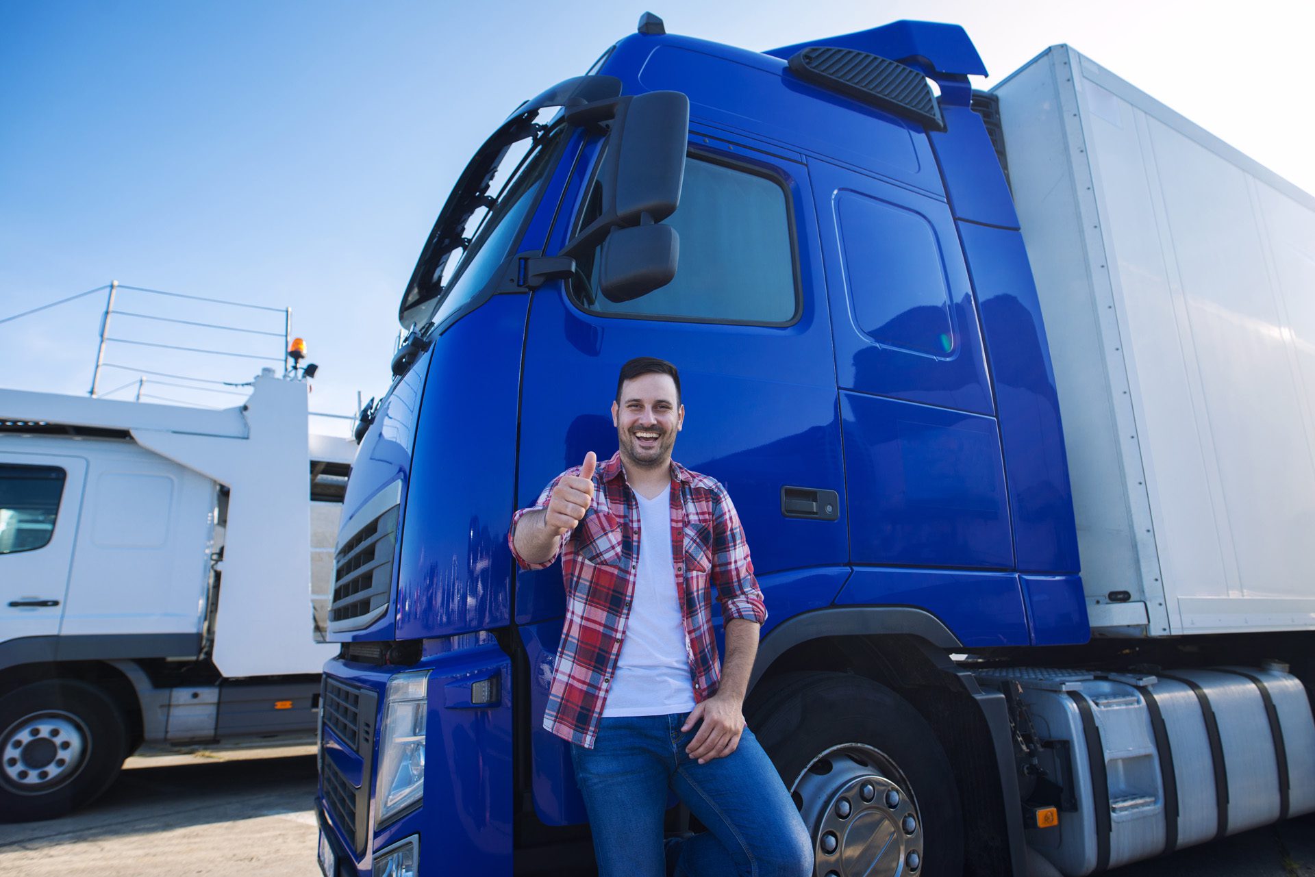 Man happy after getting truck finance for his business 